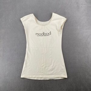 Modbod Clothing Company Cream Cap Sleeve Graphic Scoop Neck Tee Size M